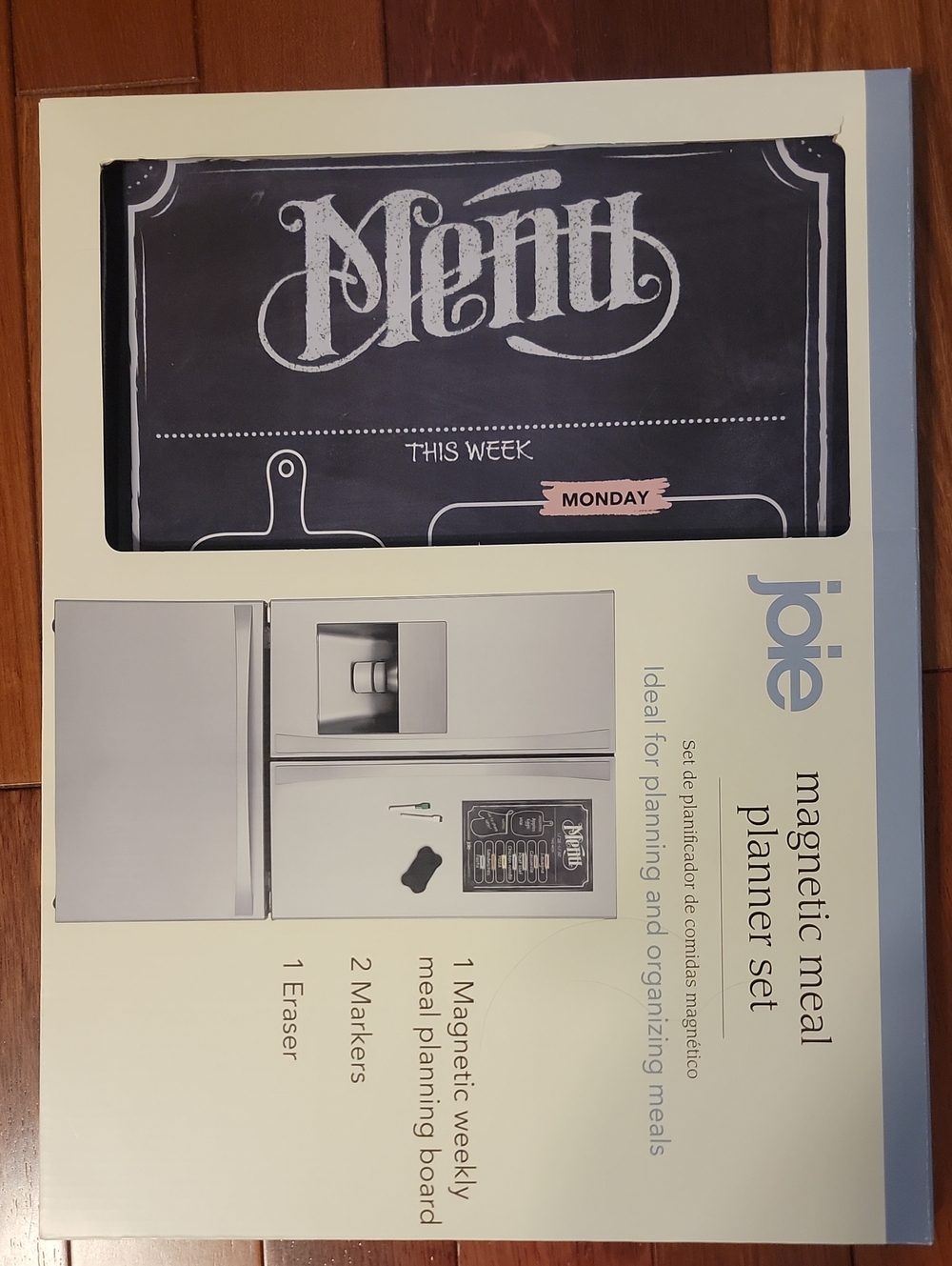 Joie Magnetic Meal Planner Set - Black Chalkboard Style with Cream Frame